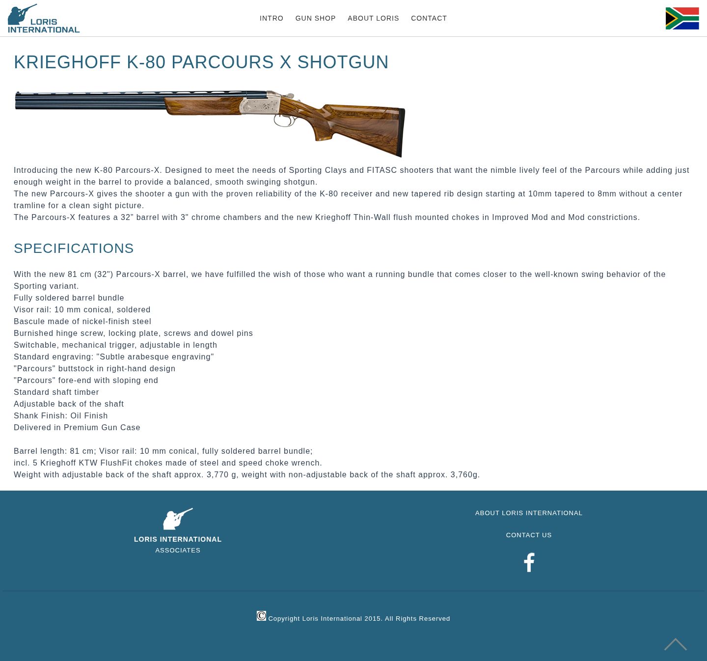 The original Krieghoff K-80 Parcours X page