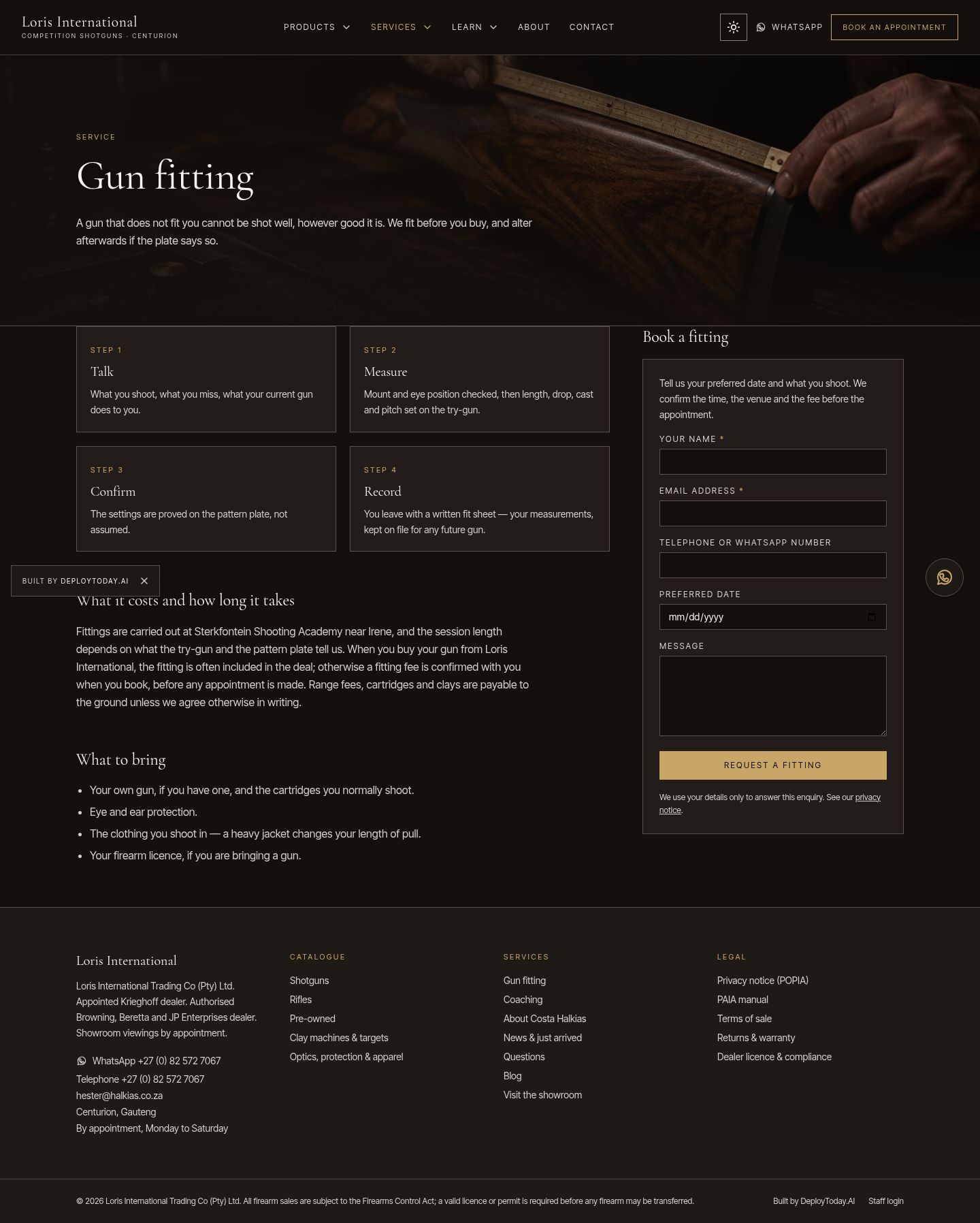 The new gun fitting service page