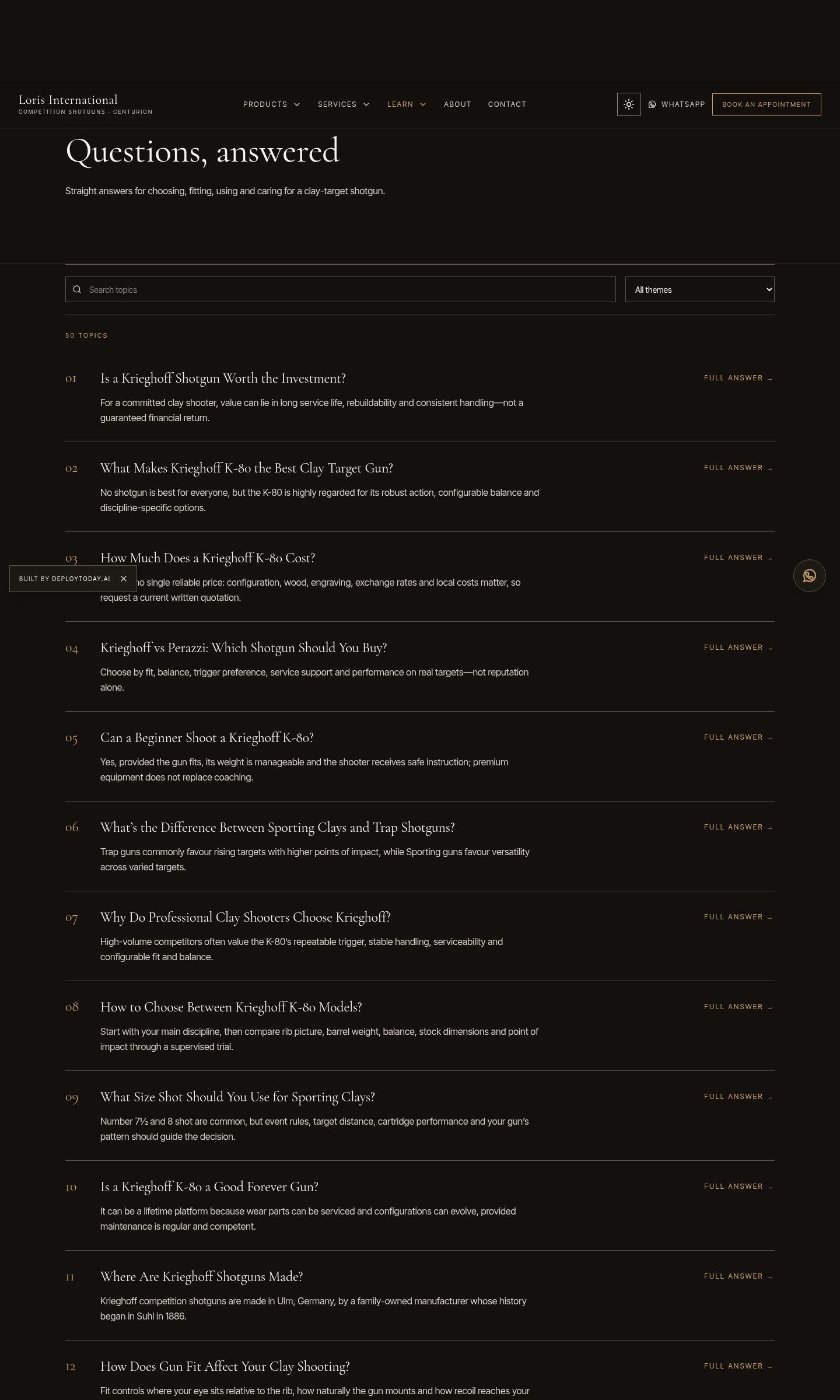 The new questions page