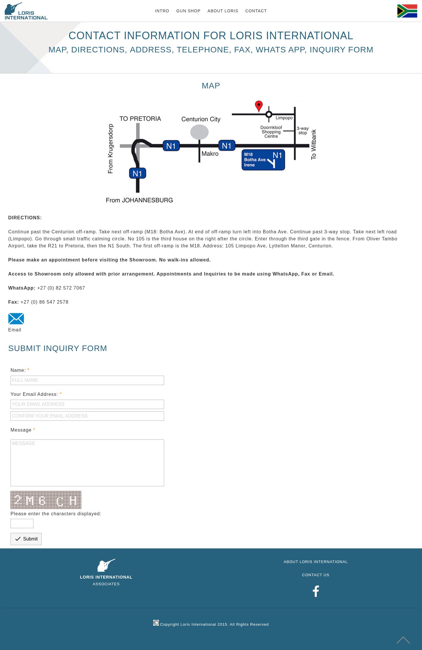 The original contact page with a drawn map