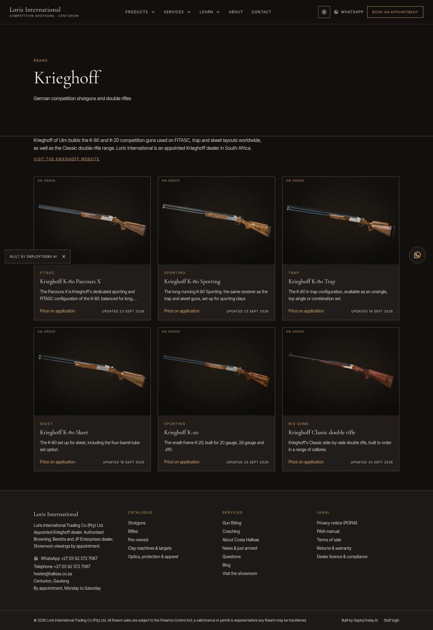 The new Krieghoff brand page