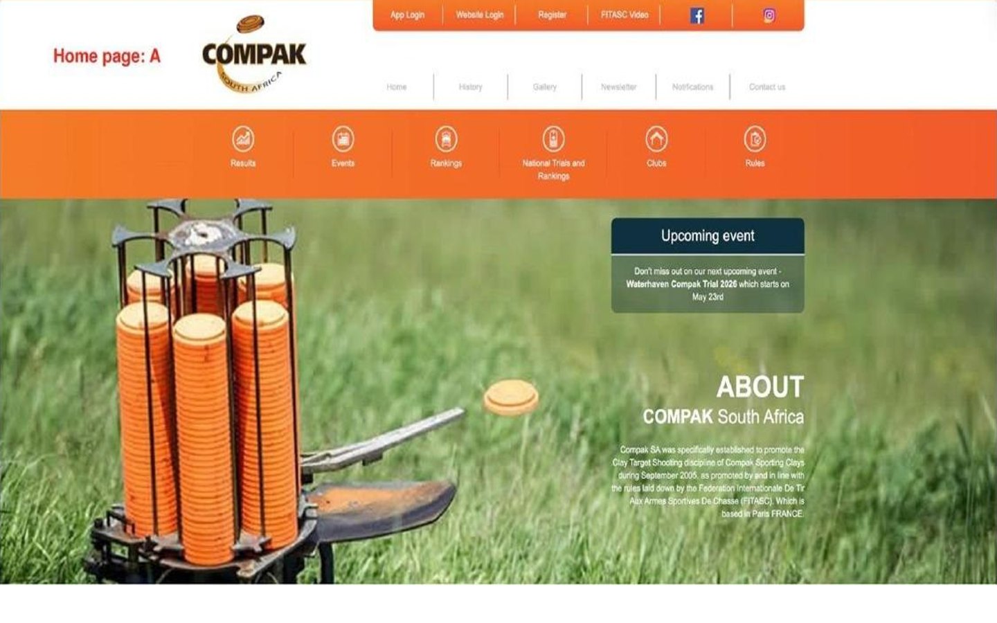 The original Compak SA website home page