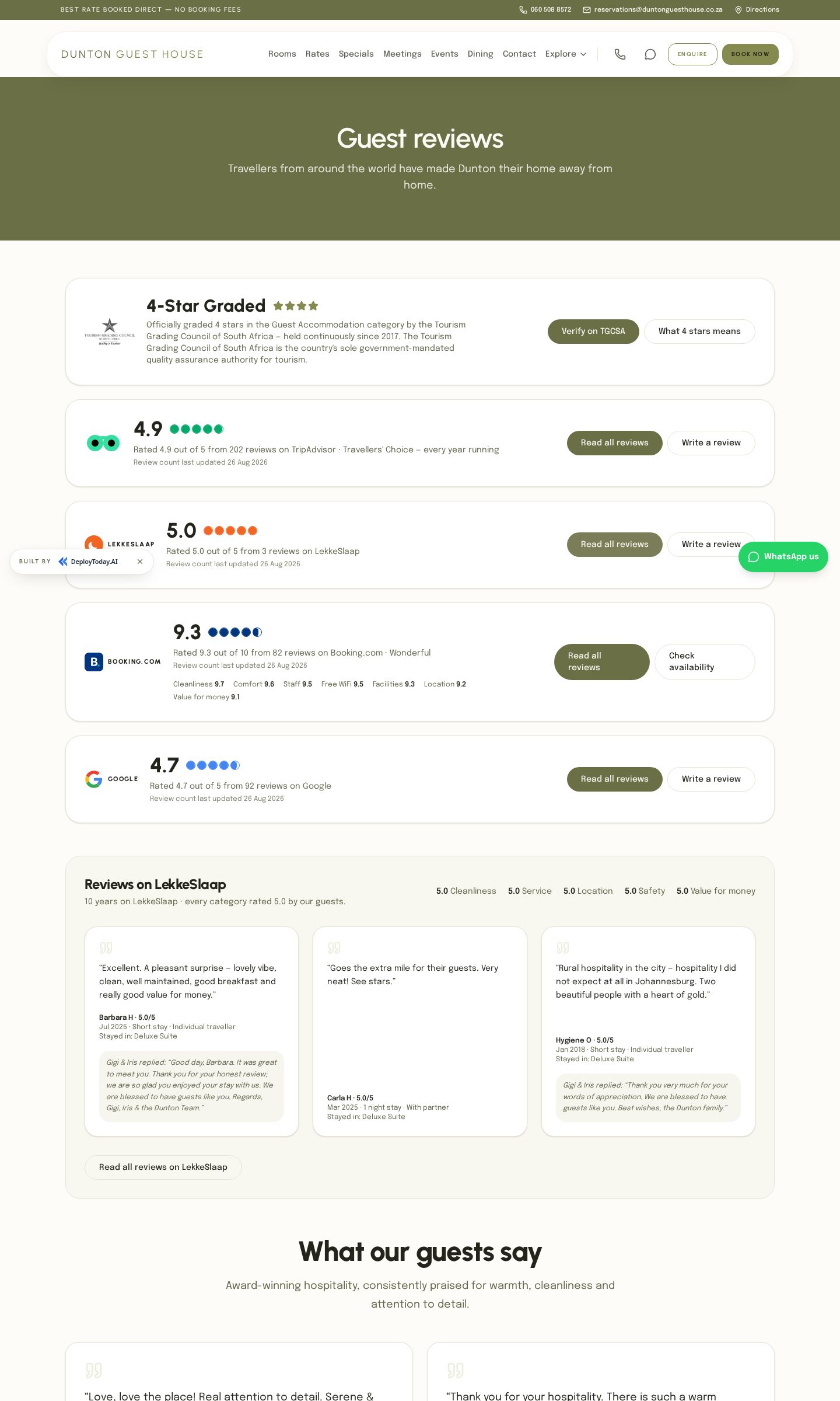 The new reviews page with five linked platforms and their scores